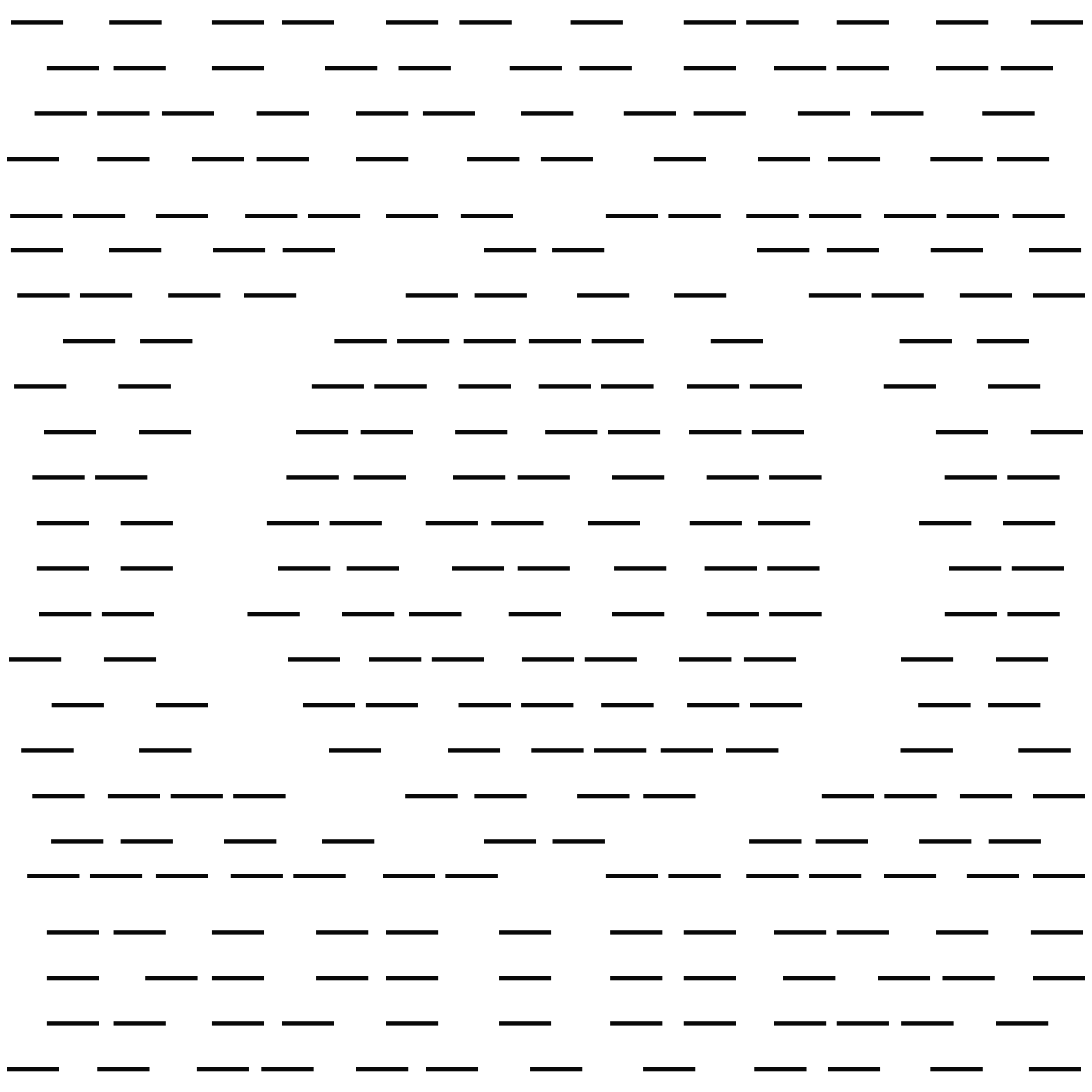 Rows of black dashes with blank gaps